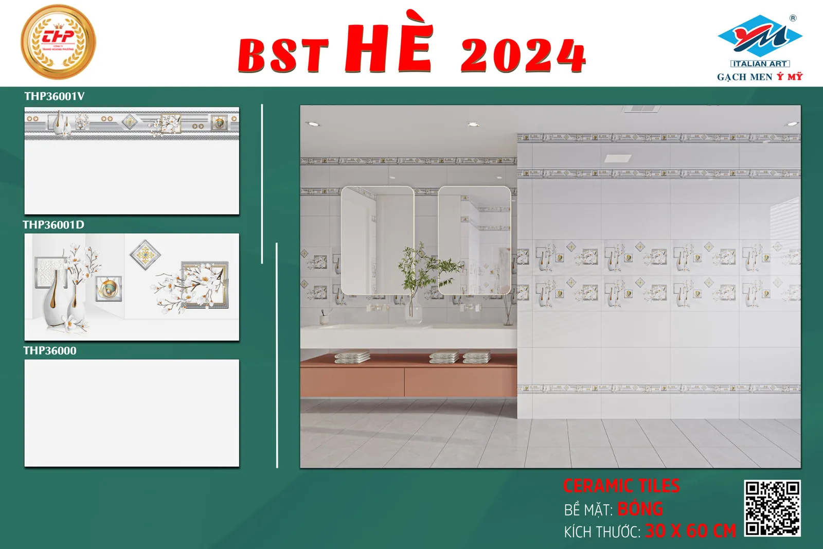 Gạch Ý Mỹ THP36001D — không gian ứng dụng