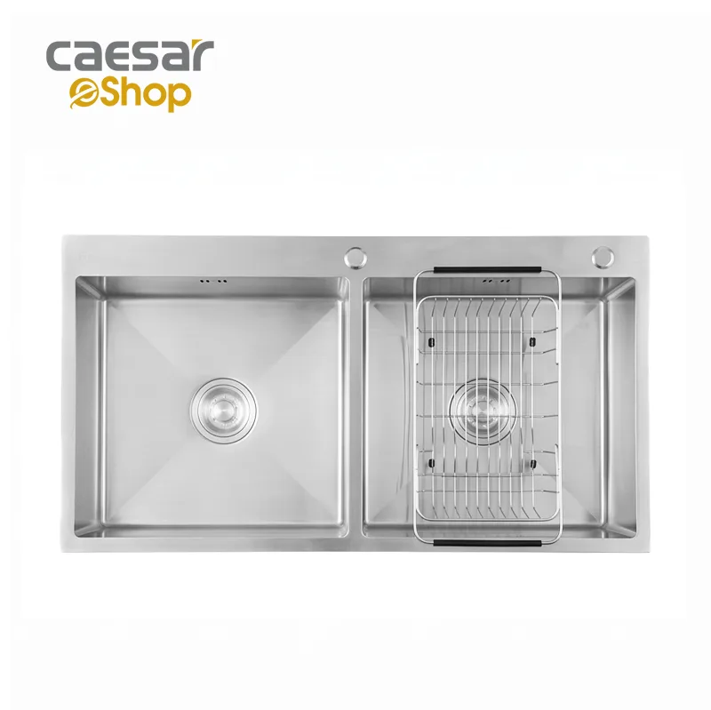 Chậu rửa chén inox 2 hộc - KSH02H100SX Caesar — ảnh sản phẩm 1